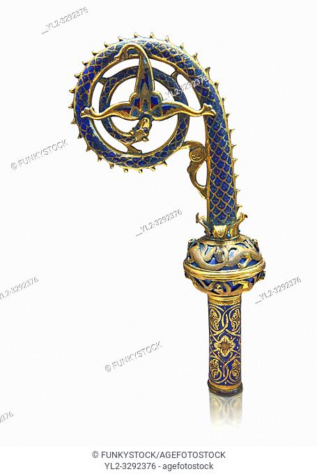 Medieval enamelled crosier with palm leaf flower, beginning of the 13th century from Limoges, enamel on gold. Nieul-sur-Lâ. . Autise. AD
