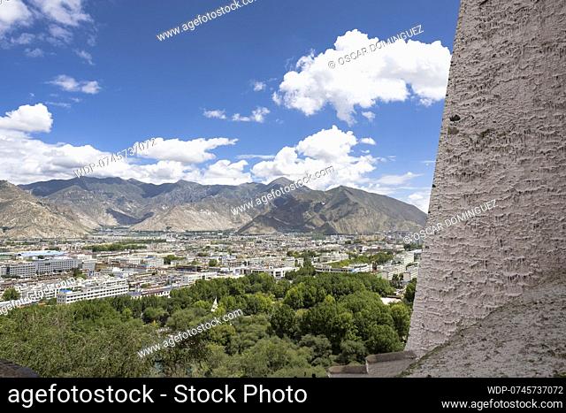 View of the city of Lhasa from the Potala Palace, a UNESCO heritage site. Tibet Autonomous Region. China., Credit:Oscar Dominguez / Avalon