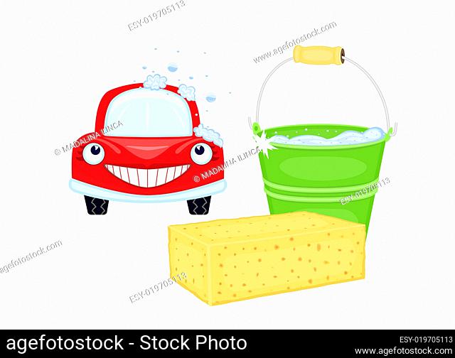 Car wash with happy vehicle