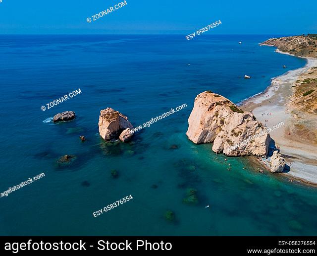 Aphrodite rock - Paphos Cyprus - aerial view