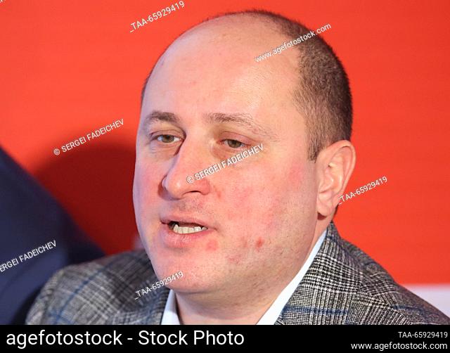 RUSSIA, MOSCOW - DECEMBER 20, 2023: Irteya CEO Dmitry Lakontsev attends the opening of a 5G testing area during the Russia Expo international exhibition and...