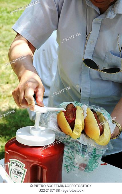 Toronto Canada: hot dogs at Canada Day's commemoration, 1st July
