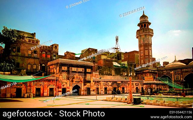 Facade of Wazir Khan Mosque in Lahore, Pakistan