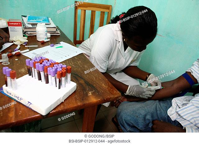 Photo essay in Lomé, Togo. Medical center for HIV patients. Blood test