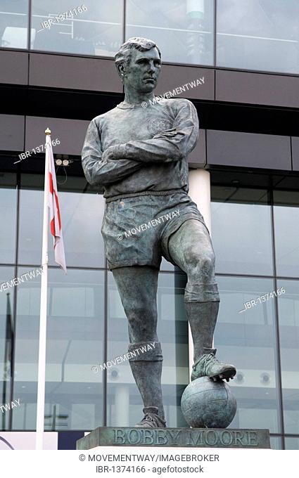 Statue of Bobby Moore at Wembley Stadium, Brent, London, England, United Kingdom, Europe