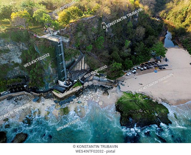 Indonesia, Bali, Aerial view of lift and beach