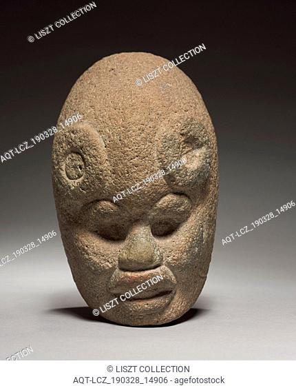 Head, 600-1100. Mexico, Classic Veracruz (Totonac or Tajin). Stone; overall: 25 x 15.8 x 16.5 cm (9 13/16 x 6 1/4 x 6 1/2 in.)