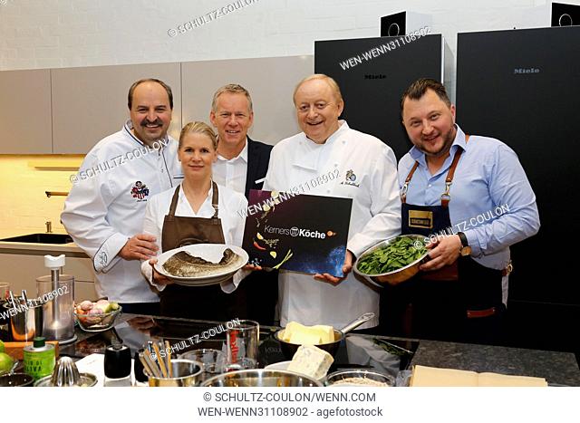 Johannes B. Kerner presents his four Cooks for his new ZDF - TV-Show 'Kerners Koeche' at Kochstudio Featuring: Johann Lafer, Cornelia Poletto, Johannes B