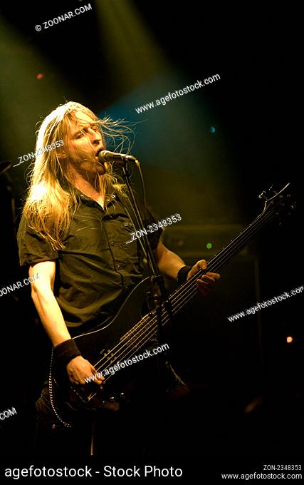 ST PETERSBURG, RUSSIA - APRIL 07 2009: Death metal artist on stage, band called