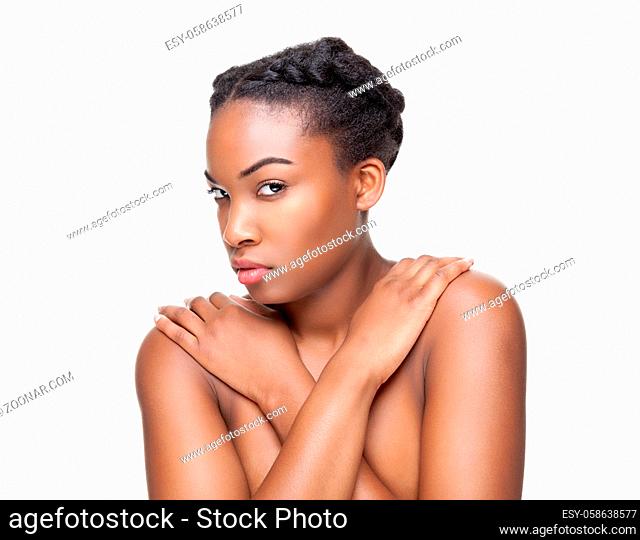 Black beauty with perfect skin and short hair