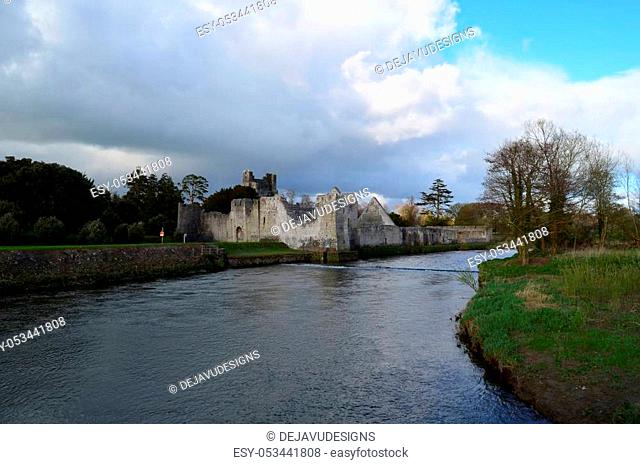Desmond castle ruins on the river maigue in Ireland