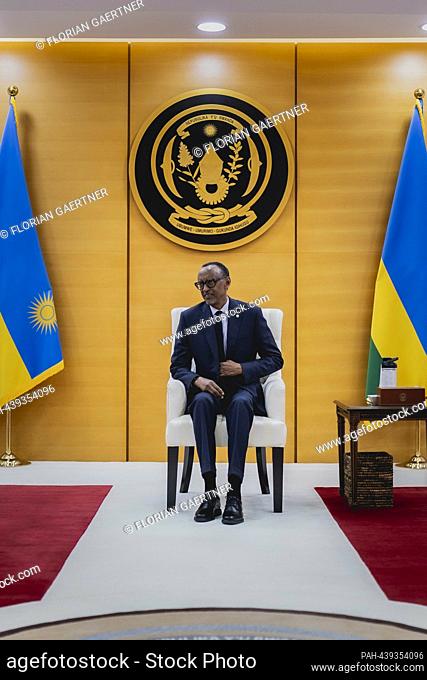 Paul Kagame, President of Rwanda, taken during a joint meeting with Annalena Baerbock (not in the picture), Federal Foreign Minister, in Kigali, December 18