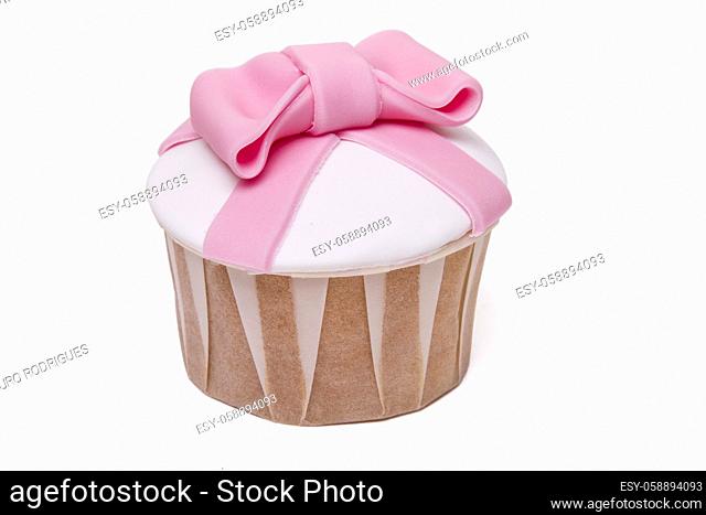 Close up view of original and creative cupcake design isolated on a white background