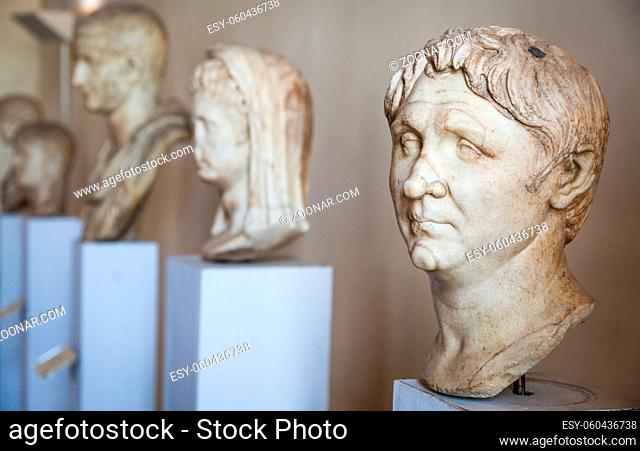 Marble statues prospective in the most important museum of Venice
