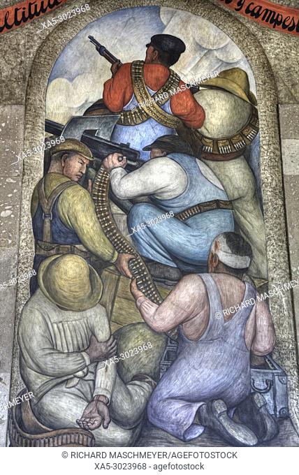 Wall Mural, ""In the Trench"", Painted by Diego Rivera, 1928, Secretariate of Education Building, Mexico City, Mexico