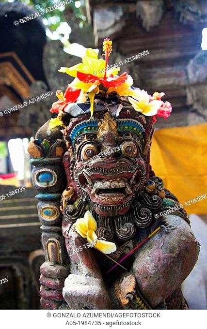 Poojas. Offerings to the Gods near Pasar Ubud, market, Ubud, Bali, Indonesia