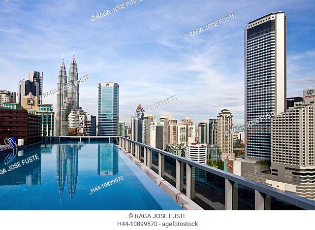Malaysia, Asia, Kuala Lumpur, Golden Triangle District, Petronas Towers, blocks of flats, high-rise buildings, Skyline, golden triangle, building, construction