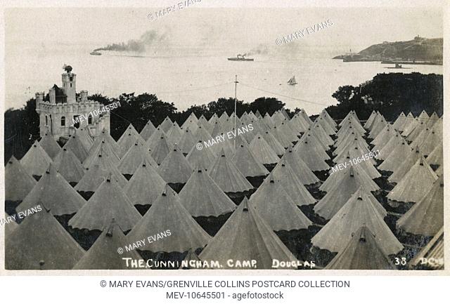 The Cunningham Holiday Camp, Douglas, Isle of Man. In September 1914 the Camp, cleared of its usual campers and staff, was requisitioned as an internment camp...