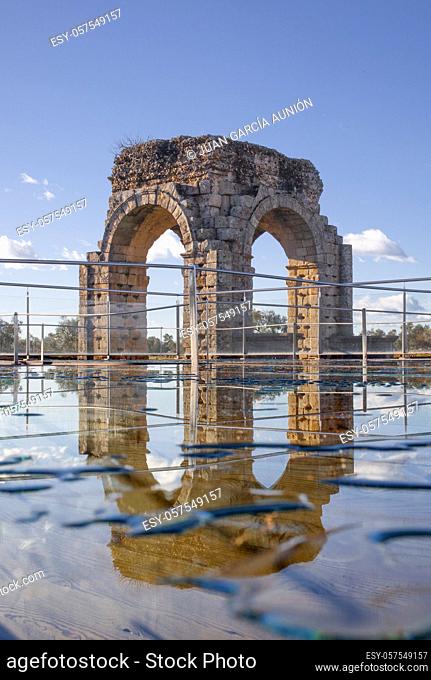 Glass protective floor of Caparra baths or thermae, Caceres, Extremadura, Spain