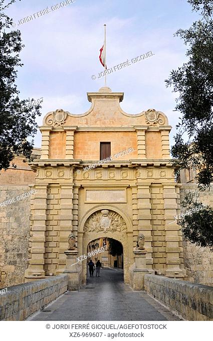 Mdina Gate, main entrance, Malta, Europe, november 2009