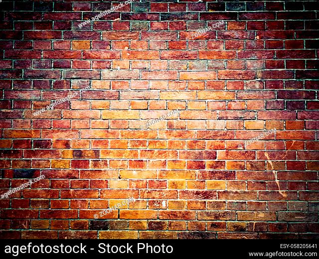 Dark brown and red old brick wall, background image