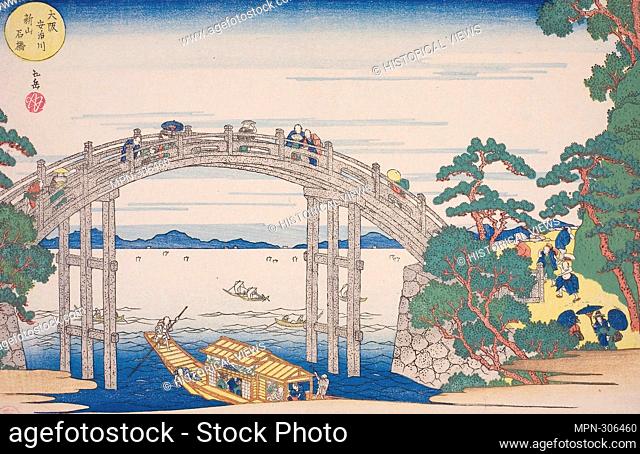 Author: Yashima Gakutei. The Stone Bridge over the Aji River near Nii Hill, Osaka (Osaka Ajigawa Niiyama ishibashi), from the series 'Famous Places in Osaka:...