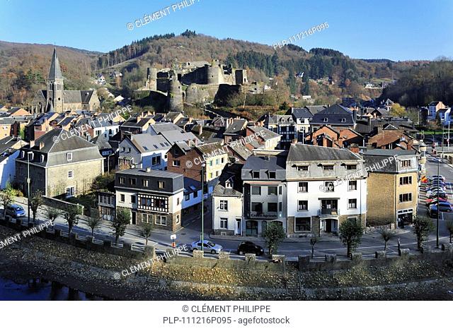 La Roche-en-Ardenne and medieval castle along the river Ourthe, Ardennes, Belgium