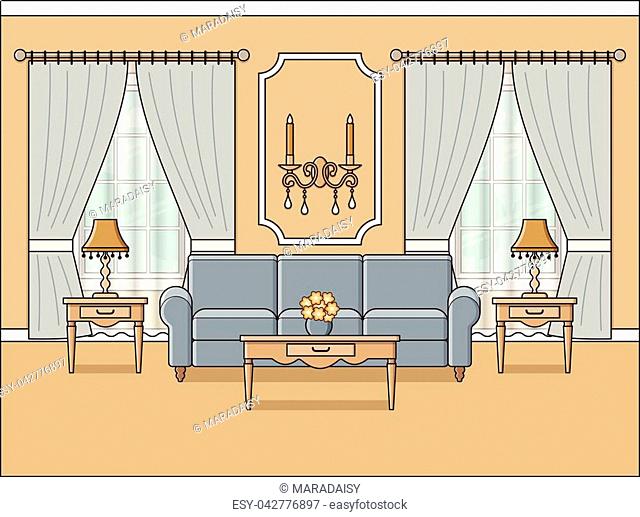 House cartoon interior. Cartoon living rooms with furniture, Stock Vector,  Vector And Low Budget Royalty Free Image. Pic. ESY-031590100 | agefotostock