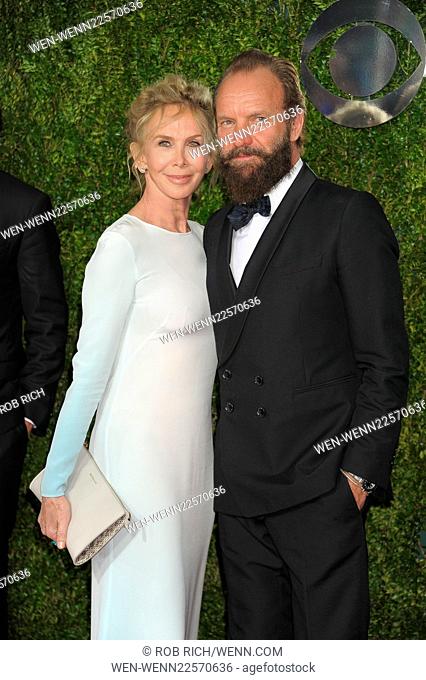2015 Tony Awards - Red Carpet Arrivals Featuring: Trudie Styler, Sting, Gordon Sumner Where: New York City, United States When: 07 Jun 2015 Credit: Rob...