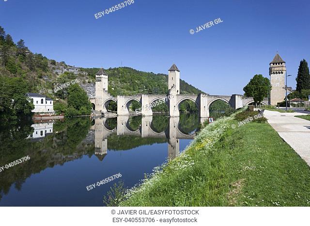 Valentre bridge in Cahors, Lot department, Occitanie, France