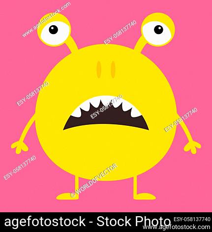 Yellow monster with one eye, teeth, tongue. Funny Cute cartoon character,  Stock Vector, Vector And Low Budget Royalty Free Image. Pic. ESY-056333171  | agefotostock