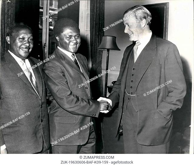 Jun. 06, 1963 - Tom Mboya In London- Mr. Tom Mboya, Kenya's Minister for Constitutional Affairs has arrived in London for talks on Independence with Mr