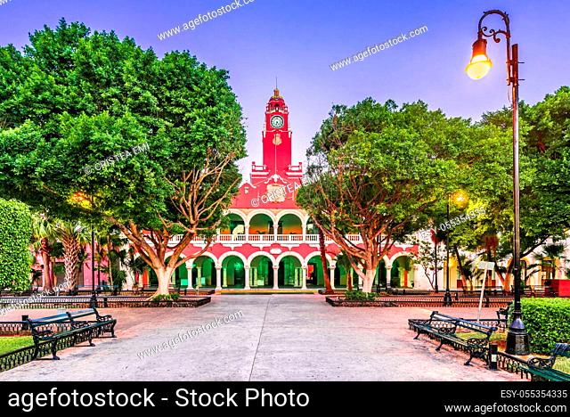 Merida, Mexico. Plaza Grande, downtown of spanish colonial city in Yucatan