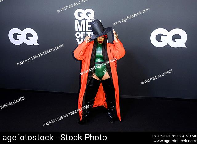 30 November 2023, Berlin: Erykah Badu, musician and winner of the ""Men of the Year Award"", comes to The Tunnel for the 25th ""GQ Men of the Year Awards""