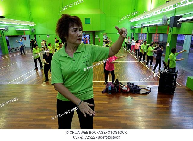 Taiqi exercise at Sg. Maong Community Hall, Kuching, Sarawak, Malaysia