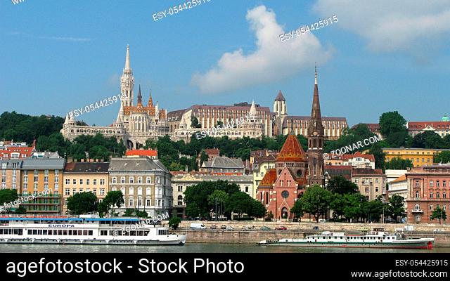 View to Buda hills from the oppocite side of Danube, Budapest Hungary