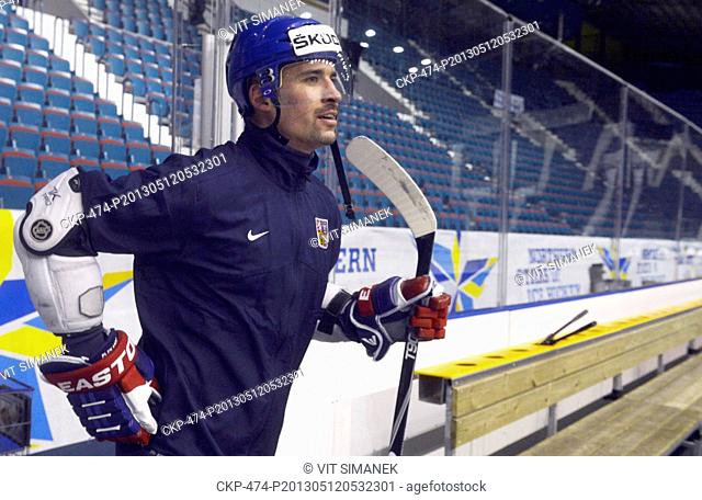 IIHF World Championships, Ice Hockey, Group A, May 12, 2013, Stockholm, Sweden. Montreal Canadiens center Tomas Plekanec (CZE) trains before the match against...