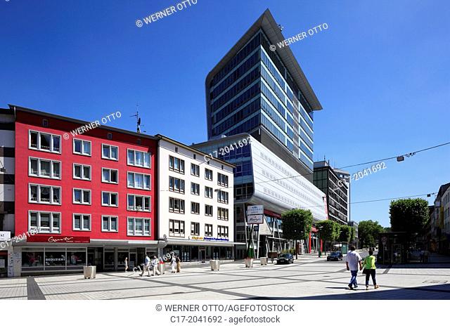 Germany, Bochum, Ruhr area, Westphalia, North Rhine-Westphalia, NRW, Stadtbadgalerie in downtown, 'Bochumer Fenster', multifunctional building, pedestrian zone