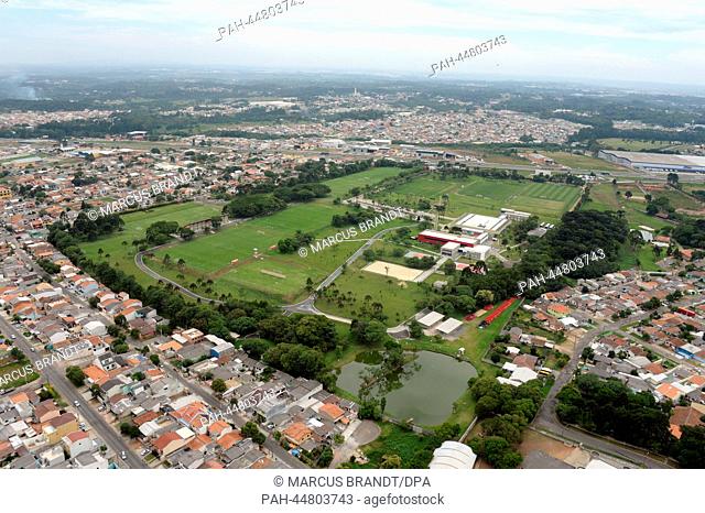 A view over the Alfredo Gottardi training centre in Curitiba, Brazil, 14 December 2013. With several training grounds, a small stadium and two hotels the...