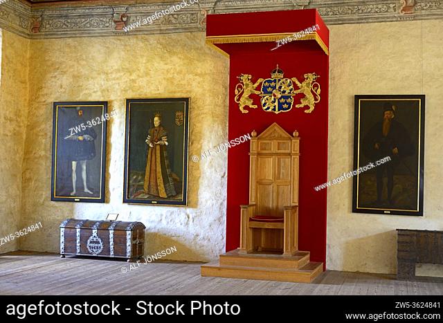 Interior view in Kalmar castle, The Golden Hall, Kalmar, Småland county, Sweden, Scandinavia