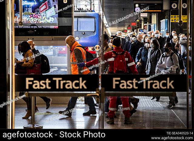 Passengers arriving in Roma Termini station during the first day of Coronavirus emergency phase 2 , Rome, ITALY-04-05-2020
