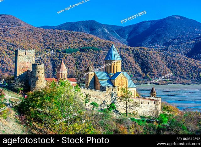 Ananuri castle and Church of the Mother of God on Aragvi River in Georgia