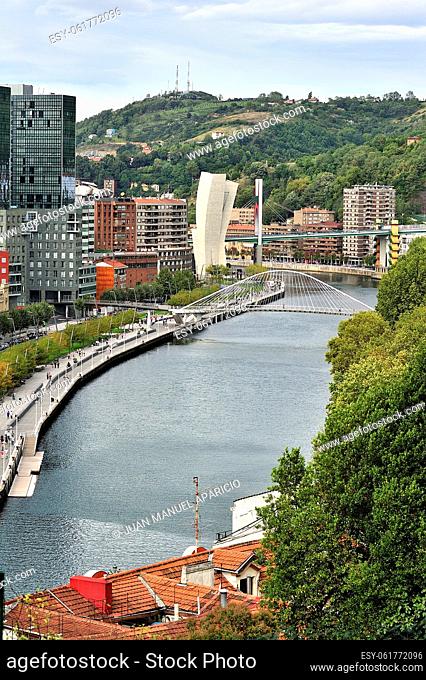 Nervión river and Abandoibarra ride in Bilbao, Basque Country, Spain