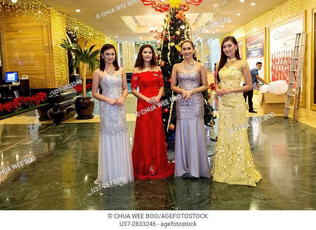 Beautiful ladies at Naga World Hotel and Casino, Phnom Penh, Cambodia