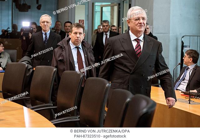 Martin Winterkorn, former CEO of Volkswagen, arrives as a witness to a session of the German Bundestag's emissions investigation committee in Berlin, Germany