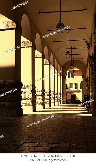 Arches, the Palazzo dei Rettori by Andrea Palladio, Piazza del Duomo, Cividale del Friuli, Friuli-Venezia Giulia, Italy, Europe