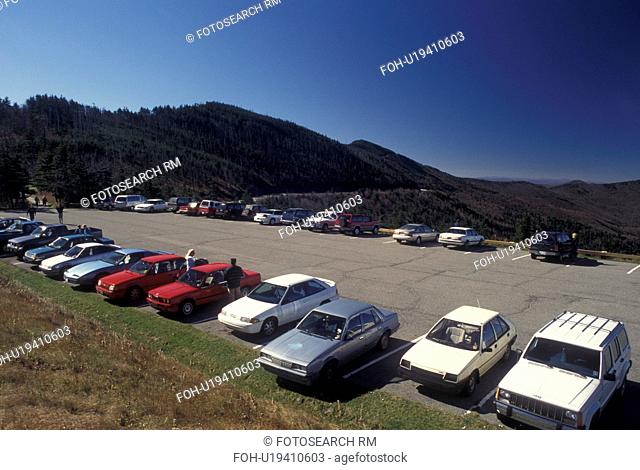 NC, North Carolina, Mt. Mitchell (6684 feet), highest point east of the Mississippi River, parking area, mountains