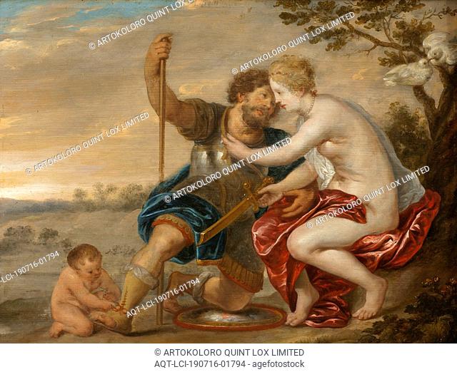 Manner of Peter Paul Rubens, Mars, Venus and Cupid, Venus and Amor, painting, oil on panel, Height, 34 cm (13.3 inches), Width, 44 cm (17.3 inches)