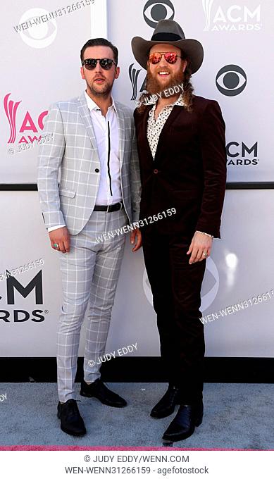 52nd Academy of Country Music Awards Arrivals at T-Mobile Arena Las Vegas Featuring: Brothers Osborne Where: Las Vegas, Nevada