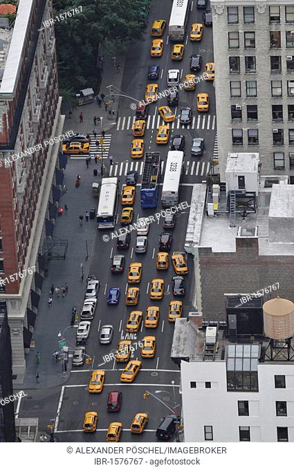 Taxis, seen from the platform of the Empire State Building, New York City, New York, USA, United States, North America